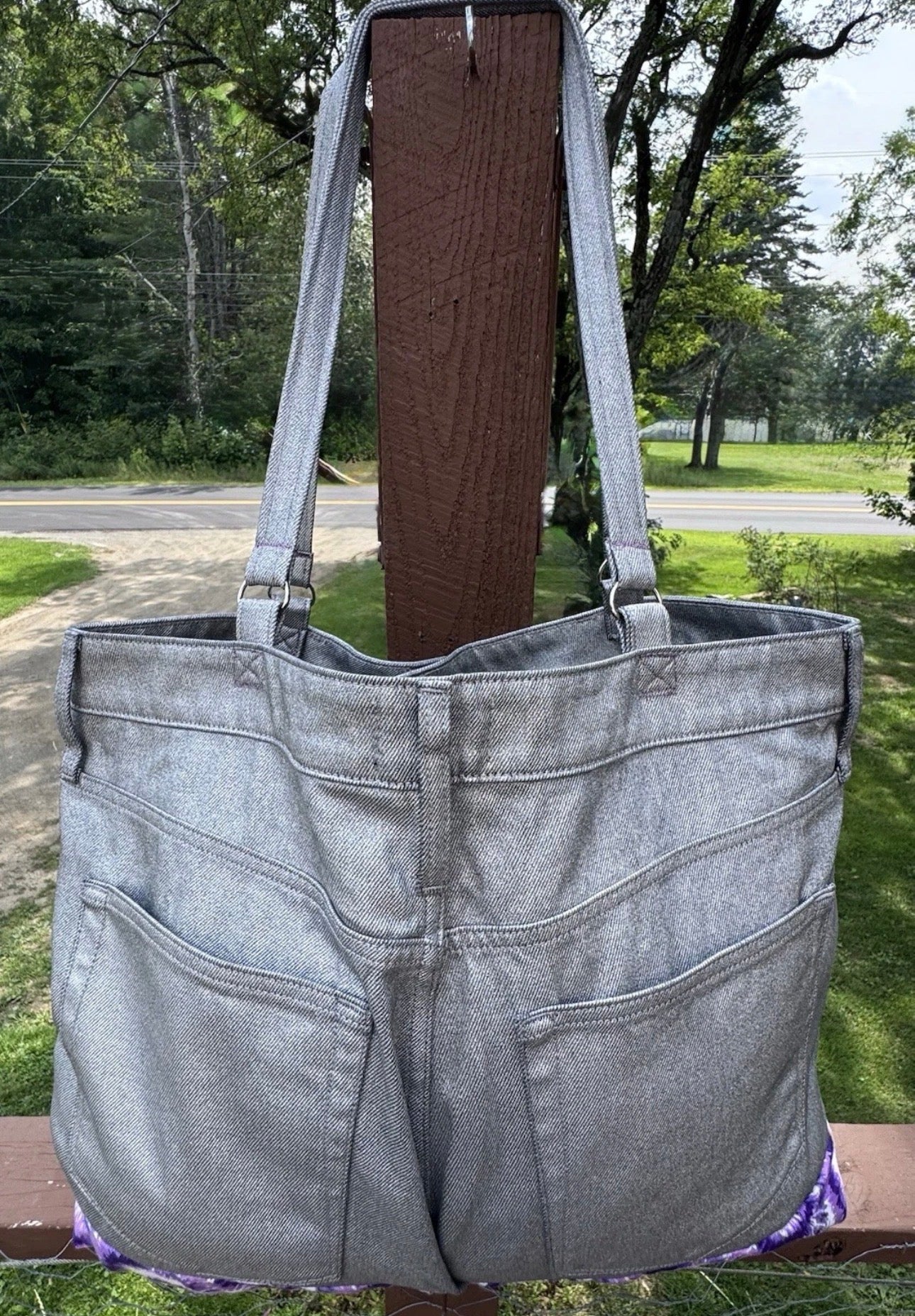 Jeans Handmade Large Repurposed Recycled Jeans Bag Tote For Beach, Groceries, Work, Or Purse
