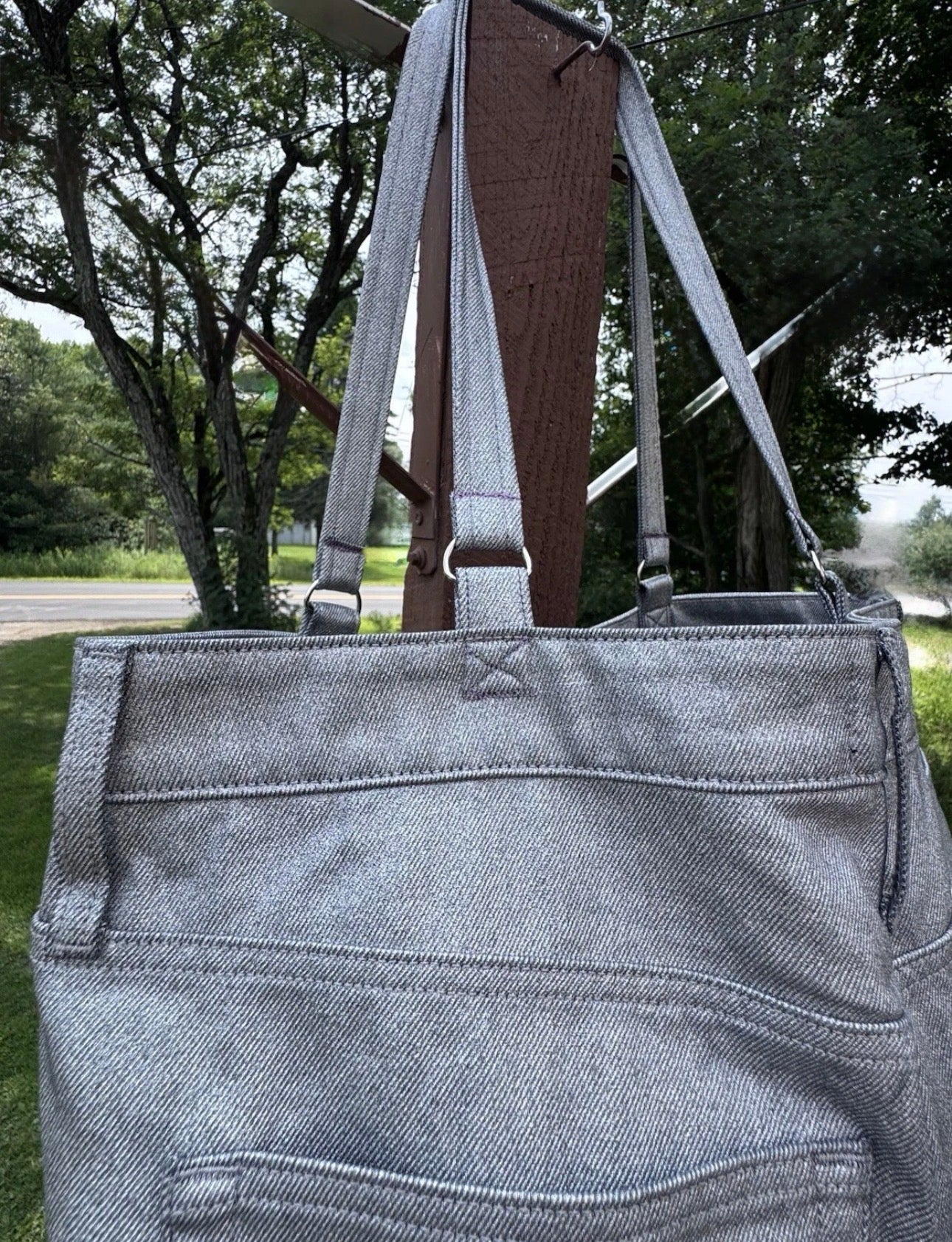 Jeans Handmade Large Repurposed Recycled Jeans Bag Tote For Beach, Groceries, Work, Or Purse