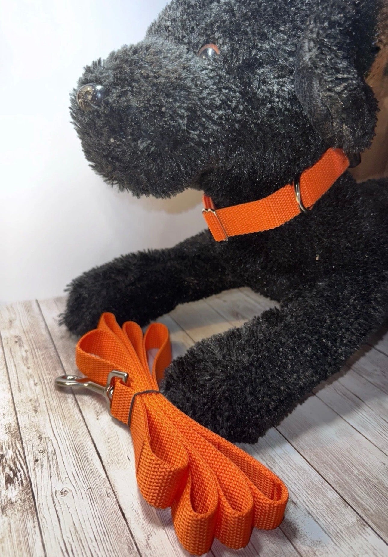 Dog Collar & Leash Orange Hunting Season Large Handmade Heavy Duty NEW