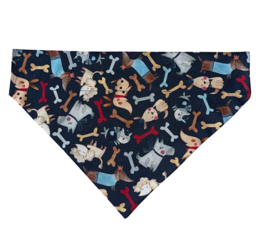 Dog Bandana Size X-Large Blue Dog Bones Print Dog Handmade Size 11.5” Wide