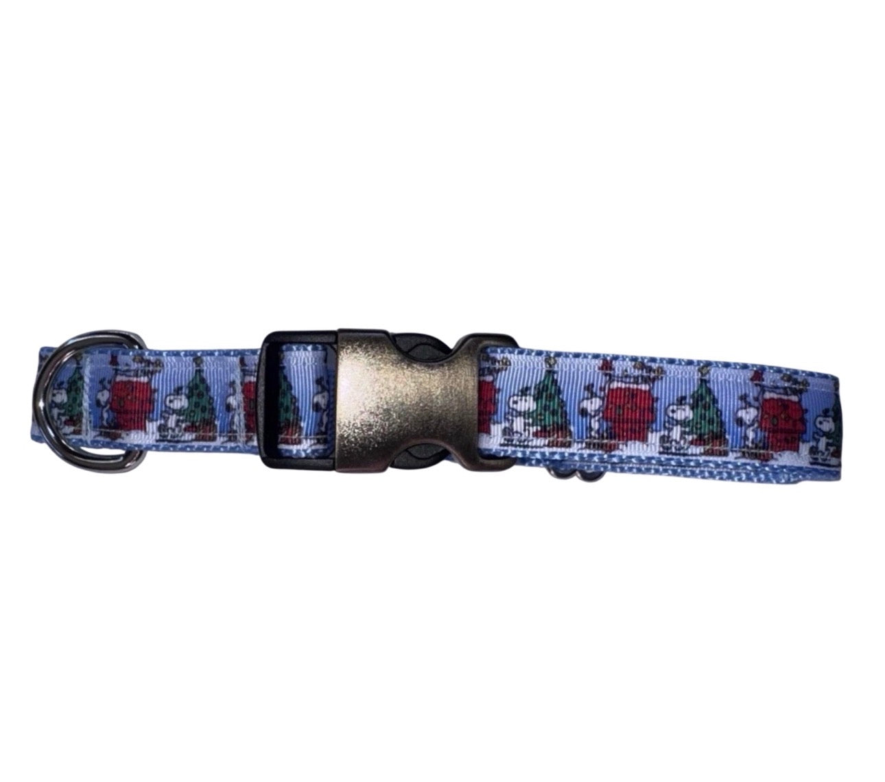 Dog Collar Peanuts Snoopy Christmas Large Handmade Heavy Duty W/Buckle NEW