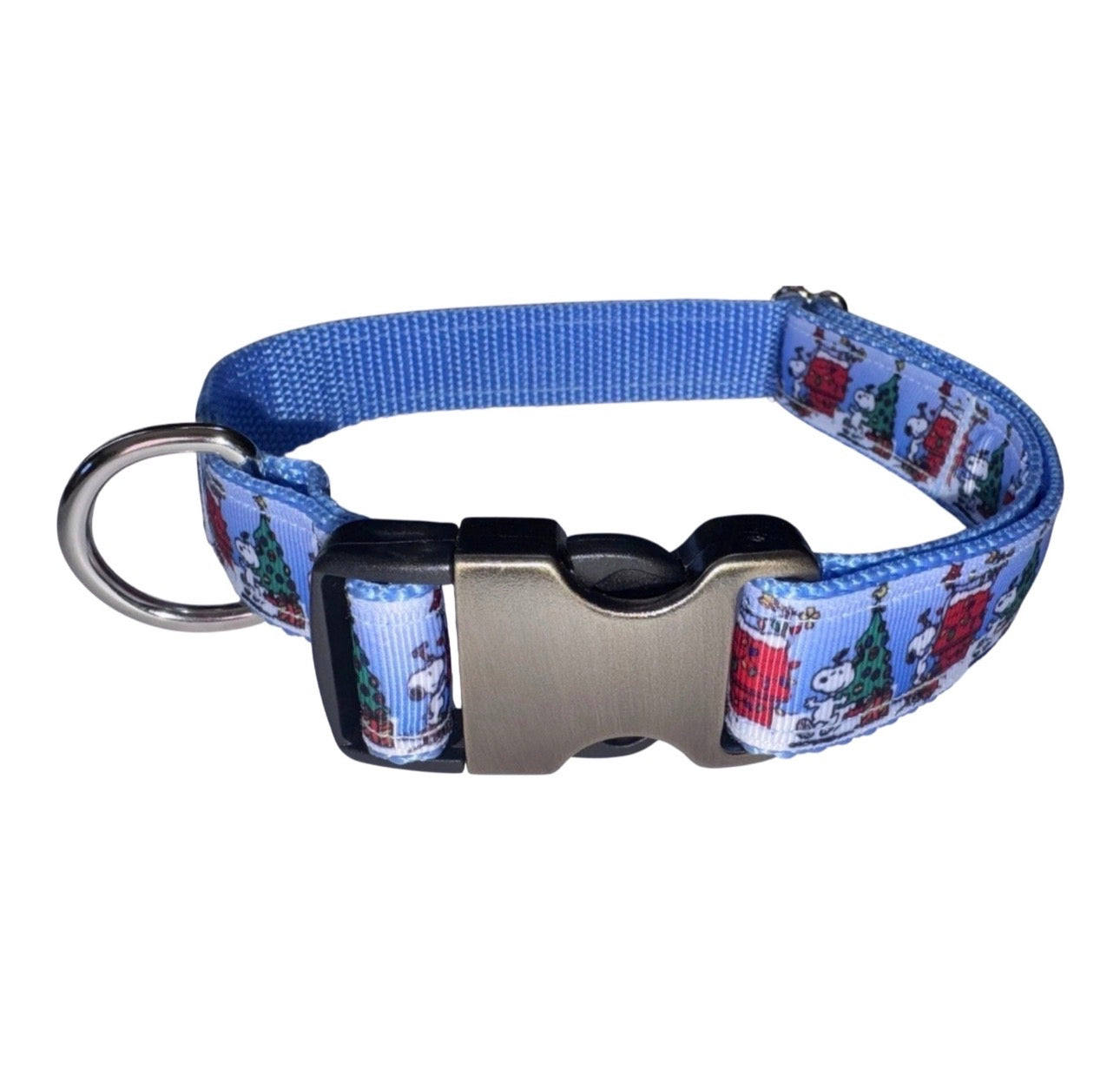Dog Collar Peanuts Snoopy Christmas Large Handmade Heavy Duty W/Buckle NEW
