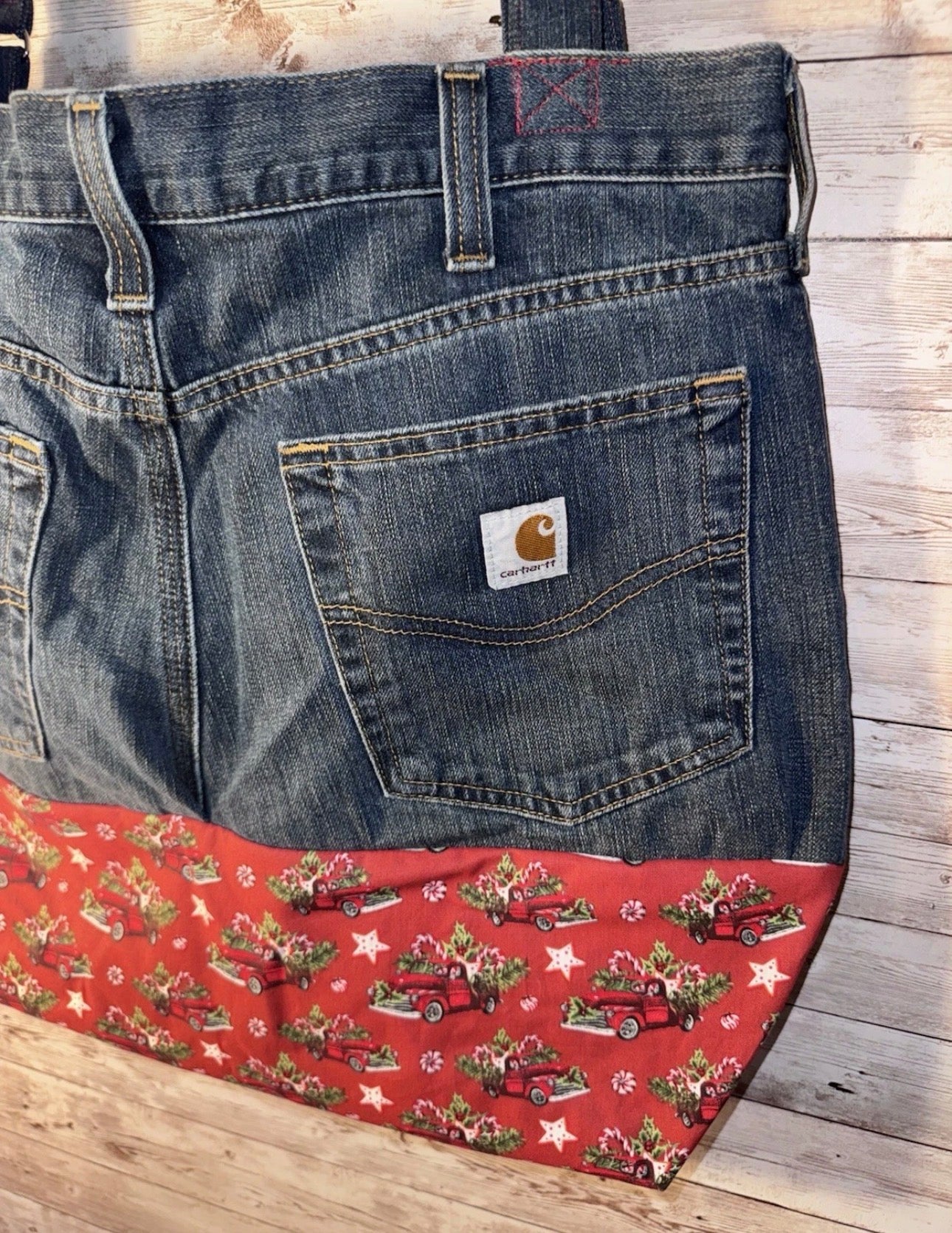 Red Truck Jeans Handmade Large Recycled Bag Tote Beach, Groceries, Work Or Purse