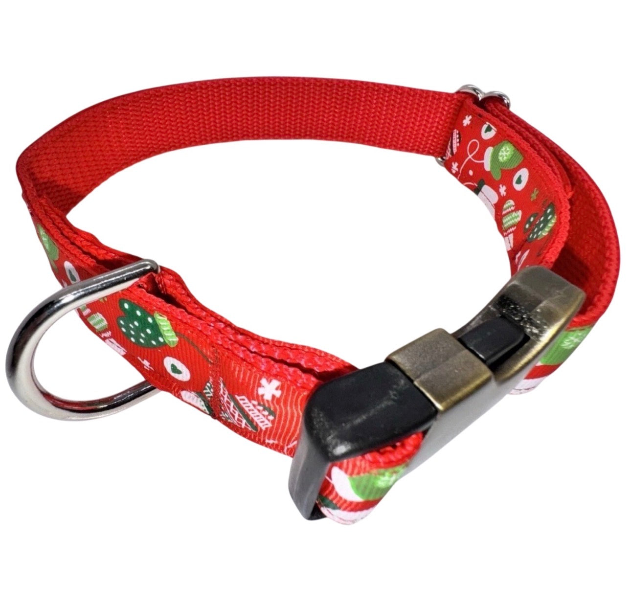 Dog Collar Red Snowman Christmas Holiday Large Handmade Heavy Duty W/Buckle NEW