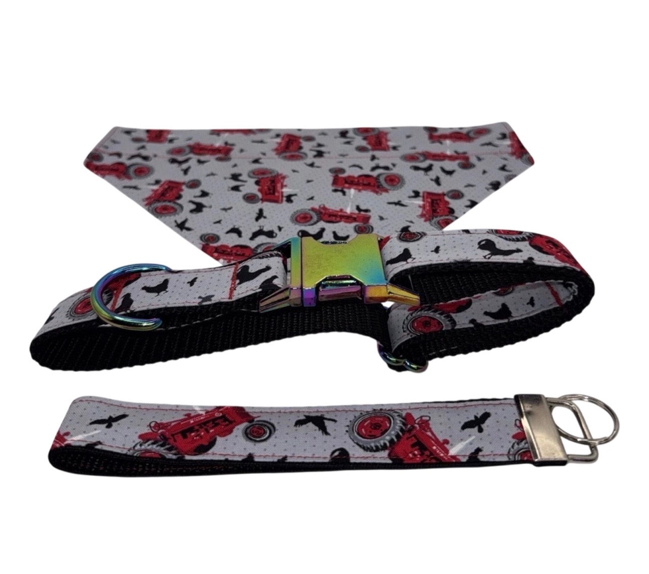 Bandana & Large Dog Collar
Set Farm Tractor Print Black Handmade Heavy Duty NEW