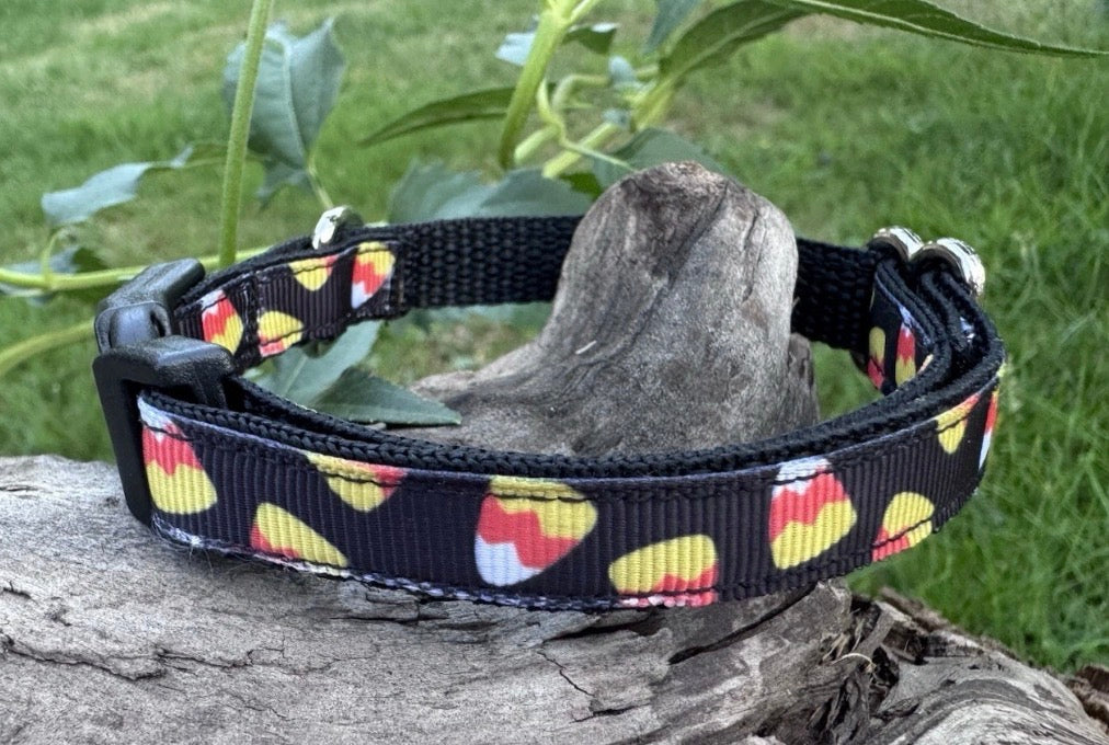 Dog/Cat/Puppy Collar Candy Corn Halloween Pattern Small Handmade NEW