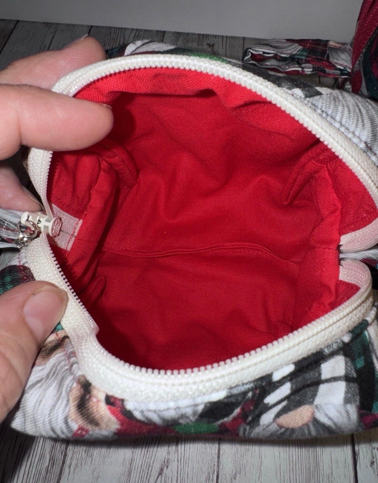 Boxy Makeup Bag Gnome Christmas Lumberjack Theme Set Of 2 Handmade Bags