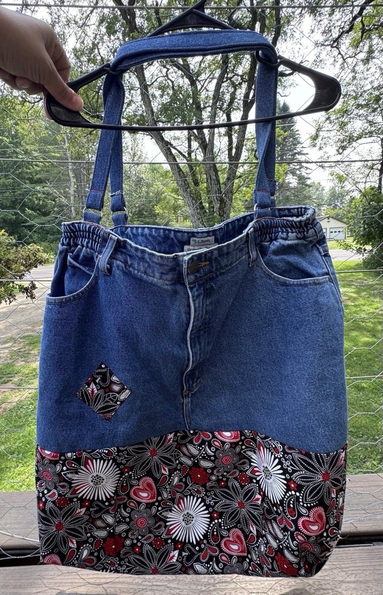 Jeans Handmade Large Repurposed Denim Blue Jeans Bag Tote For Beach, Groceries, Work, Or Purse