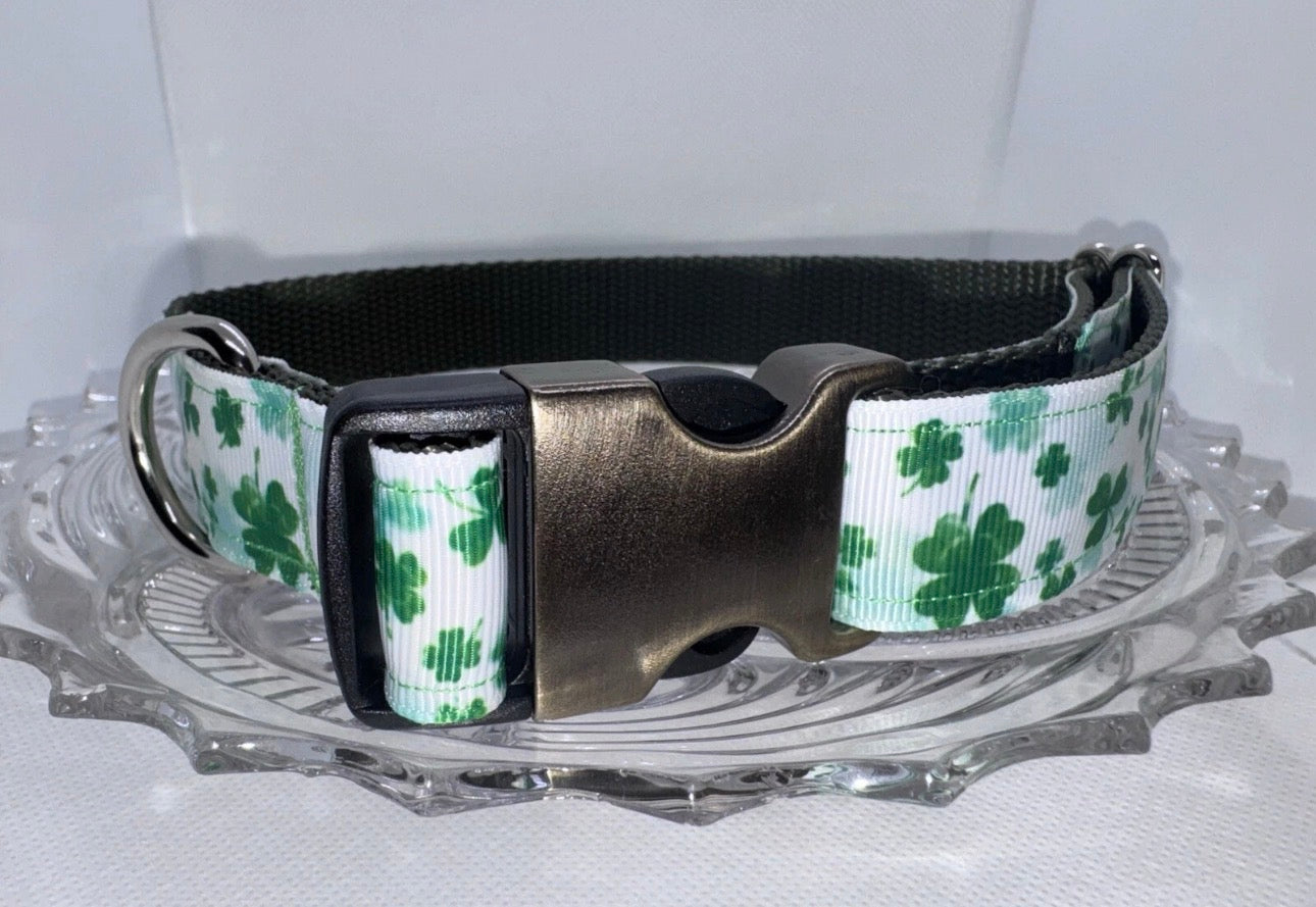 Dog Collar Green St. Patrick’s Day Large Handmade Heavy Duty NEW