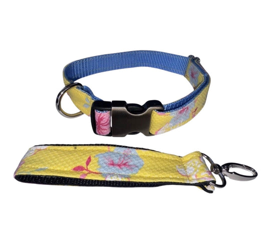 Dog Collar Flowers & Matching Keychain Large Handmade Heavy Duty W/Buckle NEW