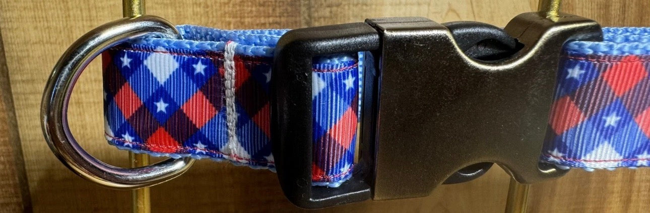 Dog Collar Stars Fourth Of July Patriotic American Flag Large Handmade Heavy NEW