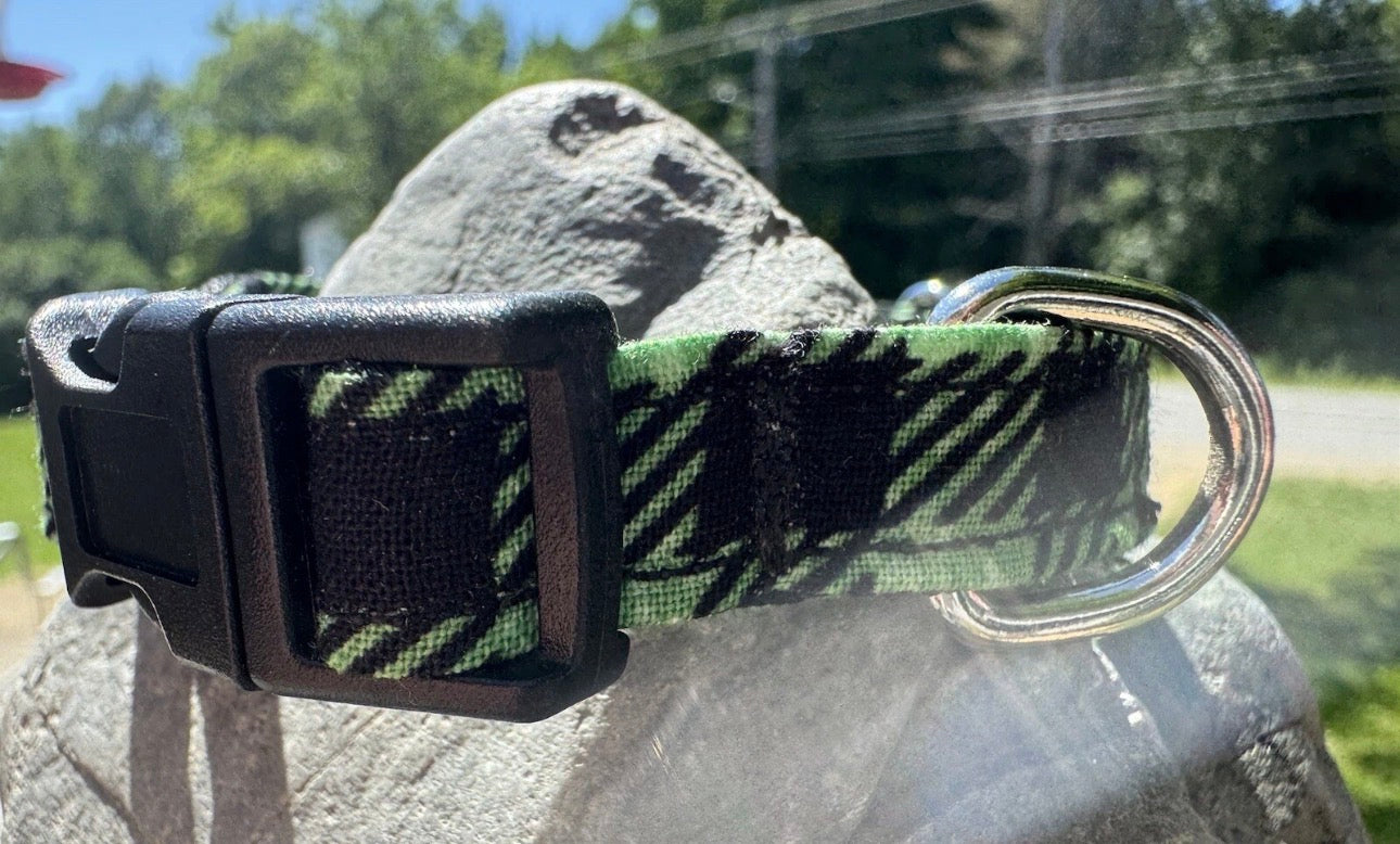 Dog/Cat/Puppy Collar Green Plaid Small Handmade NEW