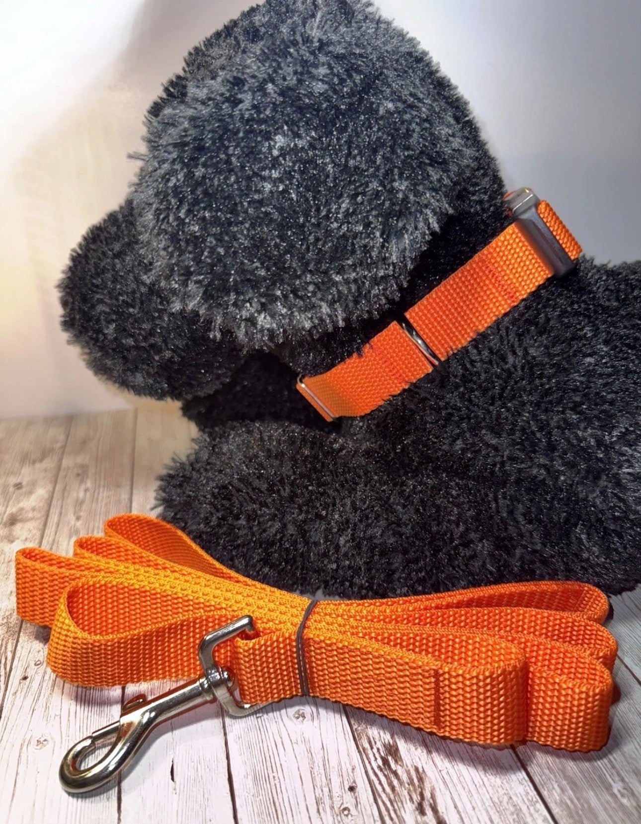 Dog Collar & Leash Orange Hunting Season Large Handmade Heavy Duty NEW