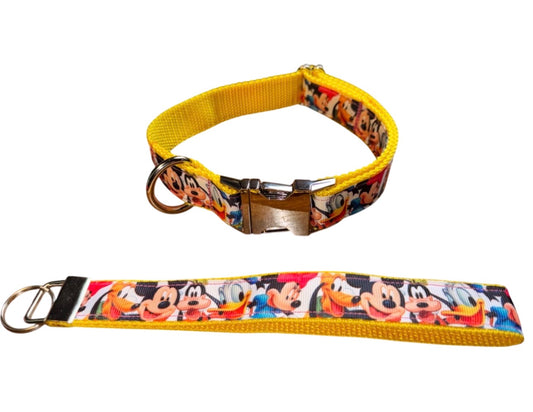 Mickey & Minnie Disney Characters Size Large Heavy Duty Dog Collar with Metal Buckle