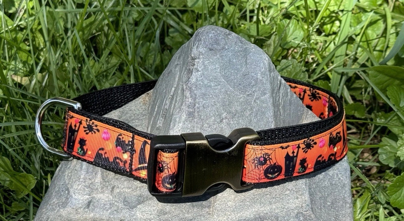 Dog Collar Fall Halloween Spooky Large Handmade Heavy Duty W/Buckle NEW