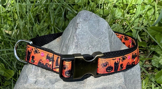 Dog Collar Fall Halloween Spooky Large Handmade Heavy Duty W/Buckle NEW