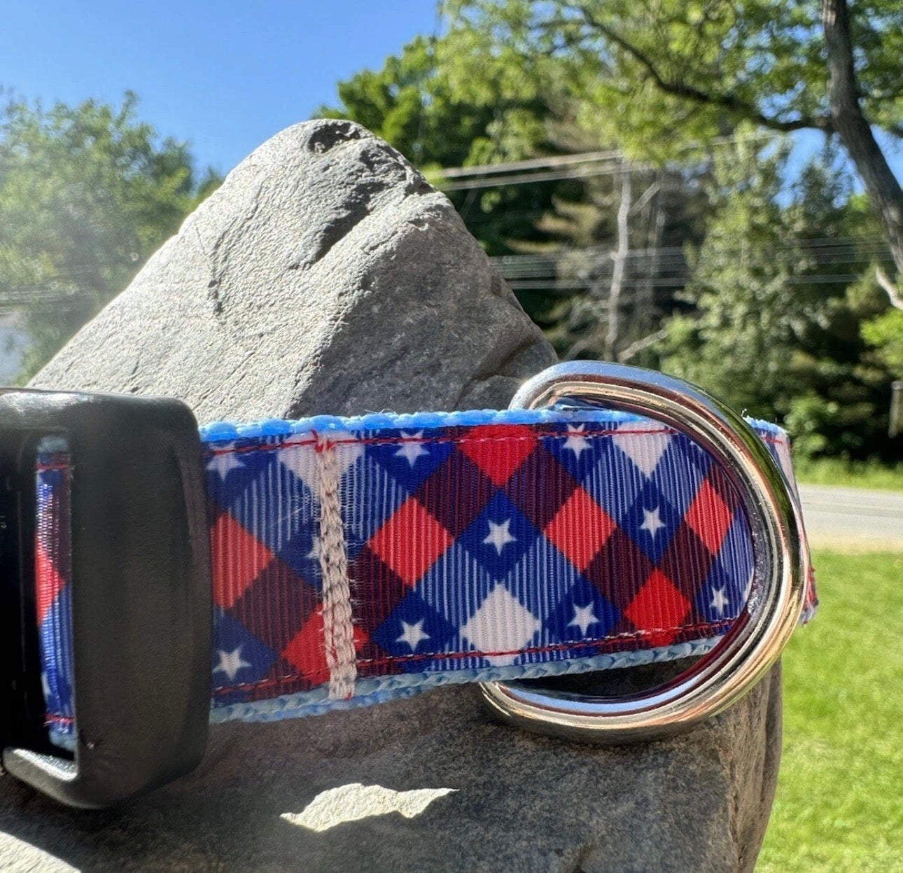 Dog Collar Stars Fourth Of July Patriotic American Flag Large Handmade Heavy NEW