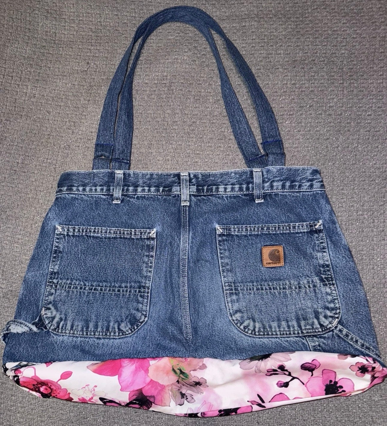 Jeans Handmade Large Repurposed Denim Blue Jeans Bag Tote For Beach, Groceries, Work, Or Purse