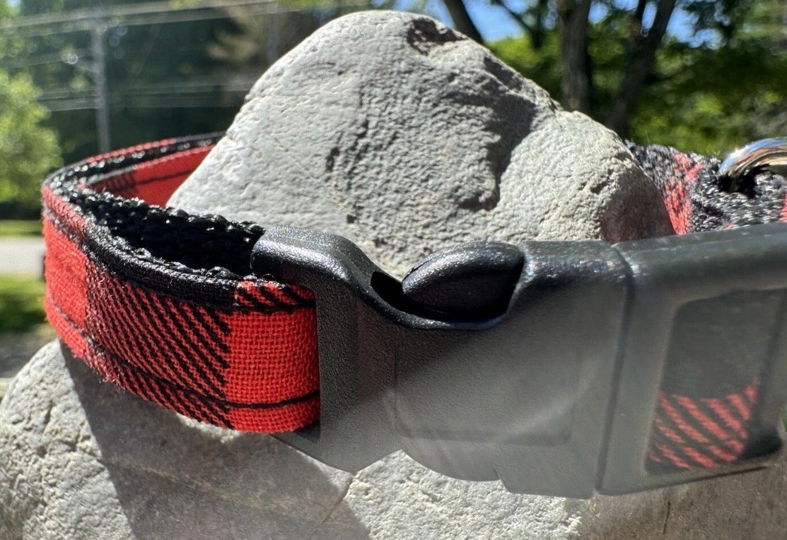 Dog/Cat/Puppy Collar Red Plaid Small Handmade Heavy Duty NEW