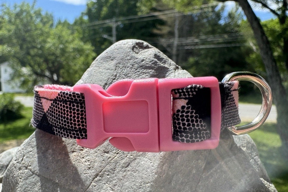Dog/Cat/Puppy Collar Pink Plaid Small Handmade Heavy Duty NEW