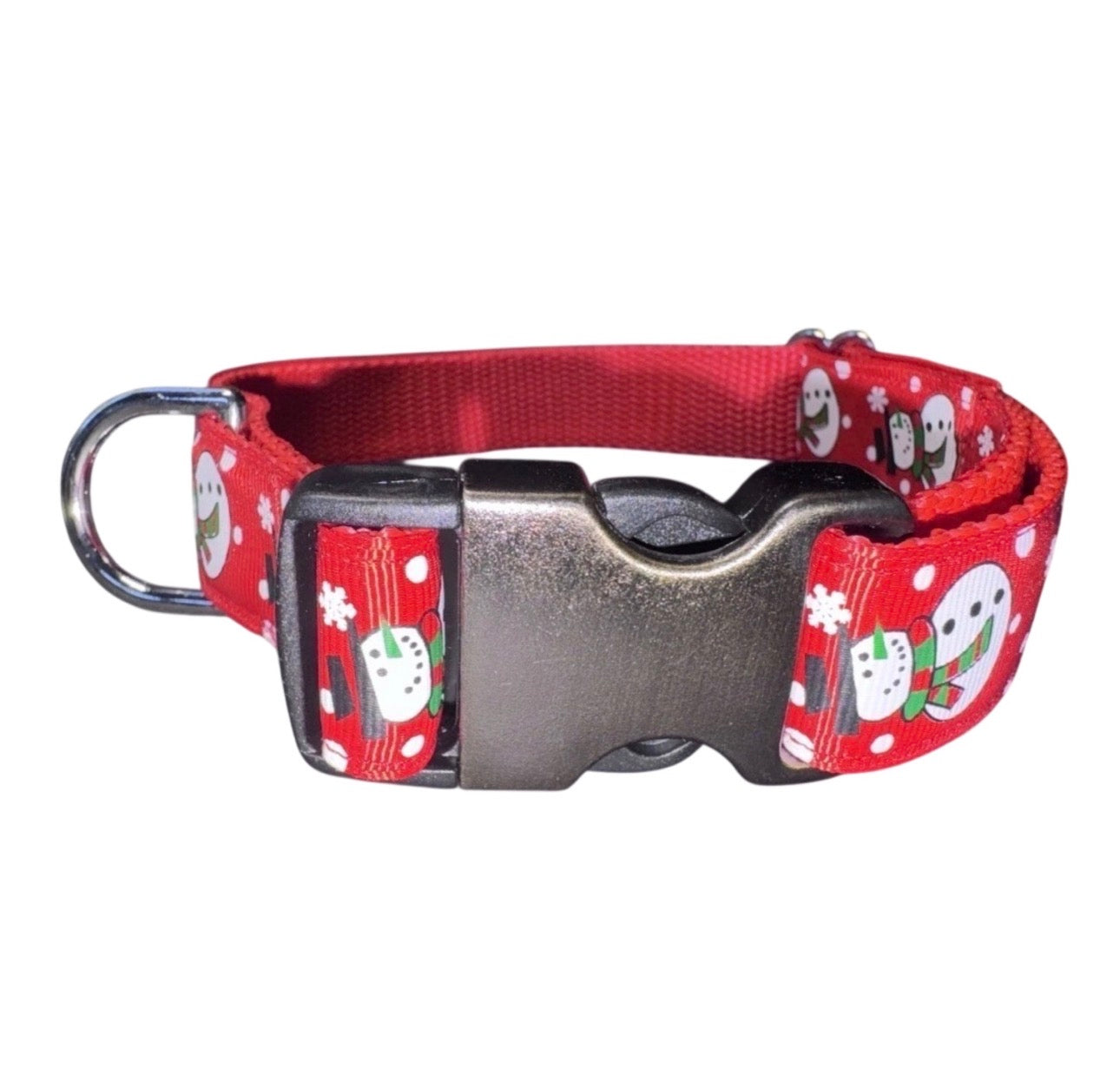 Dog Collar Snowman Christmas Holiday Large Handmade Heavy Duty W/Buckle NEW