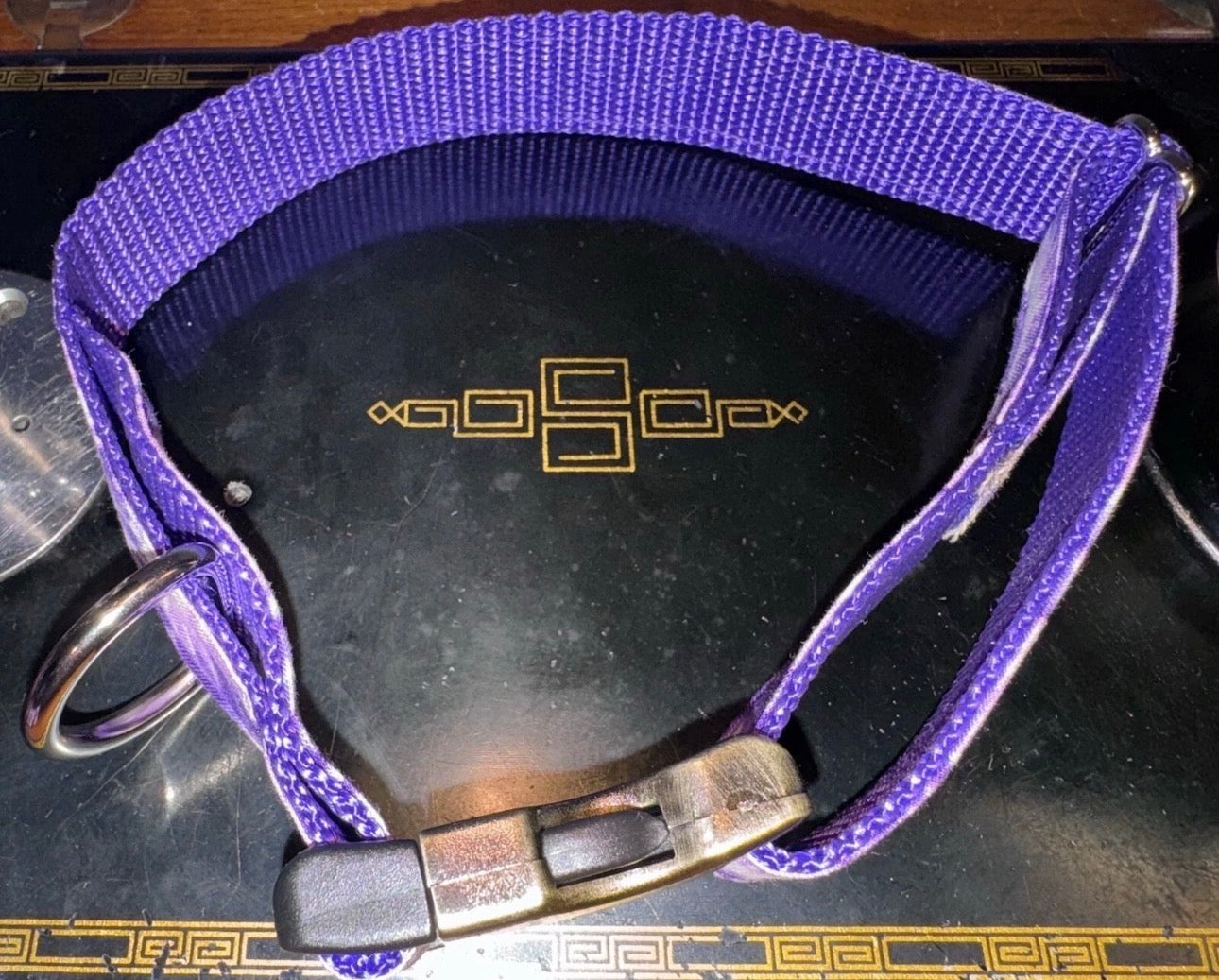 Dog Collar Tye Dye Purple Large Handmade Heavy Duty W/Buckle NEW