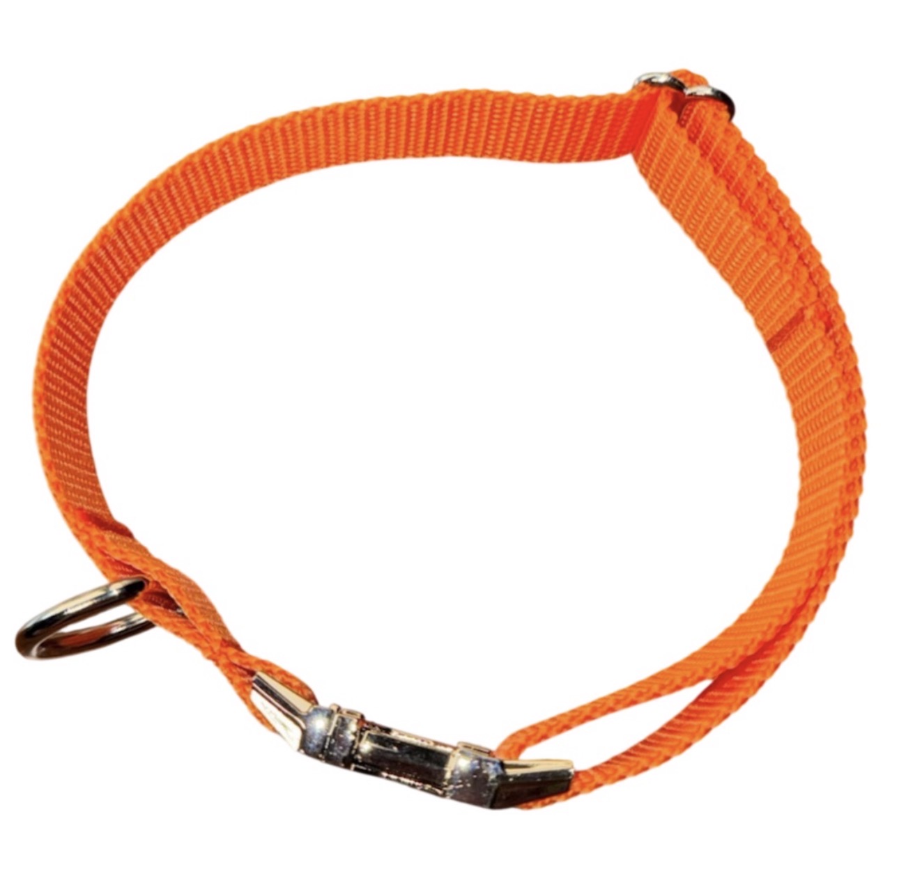 Dog Collar Blaze Orange Hunting Season Large Handmade Heavy Duty W/ Metal Buckle NEW