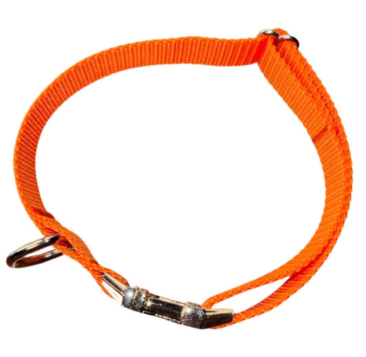 Dog Collar Blaze Orange Hunting Season Large Handmade Heavy Duty W/ Metal Buckle NEW