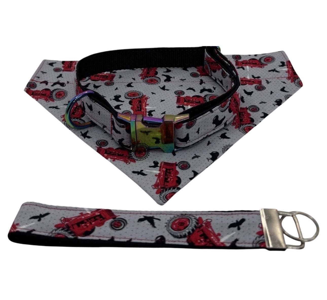 Bandana & Large Dog Collar
Set Farm Tractor Print Black Handmade Heavy Duty NEW