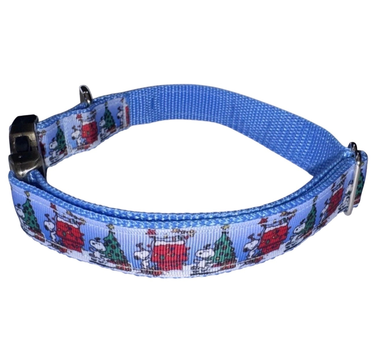 Dog Collar Peanuts Snoopy Christmas Large Handmade Heavy Duty W/Buckle NEW