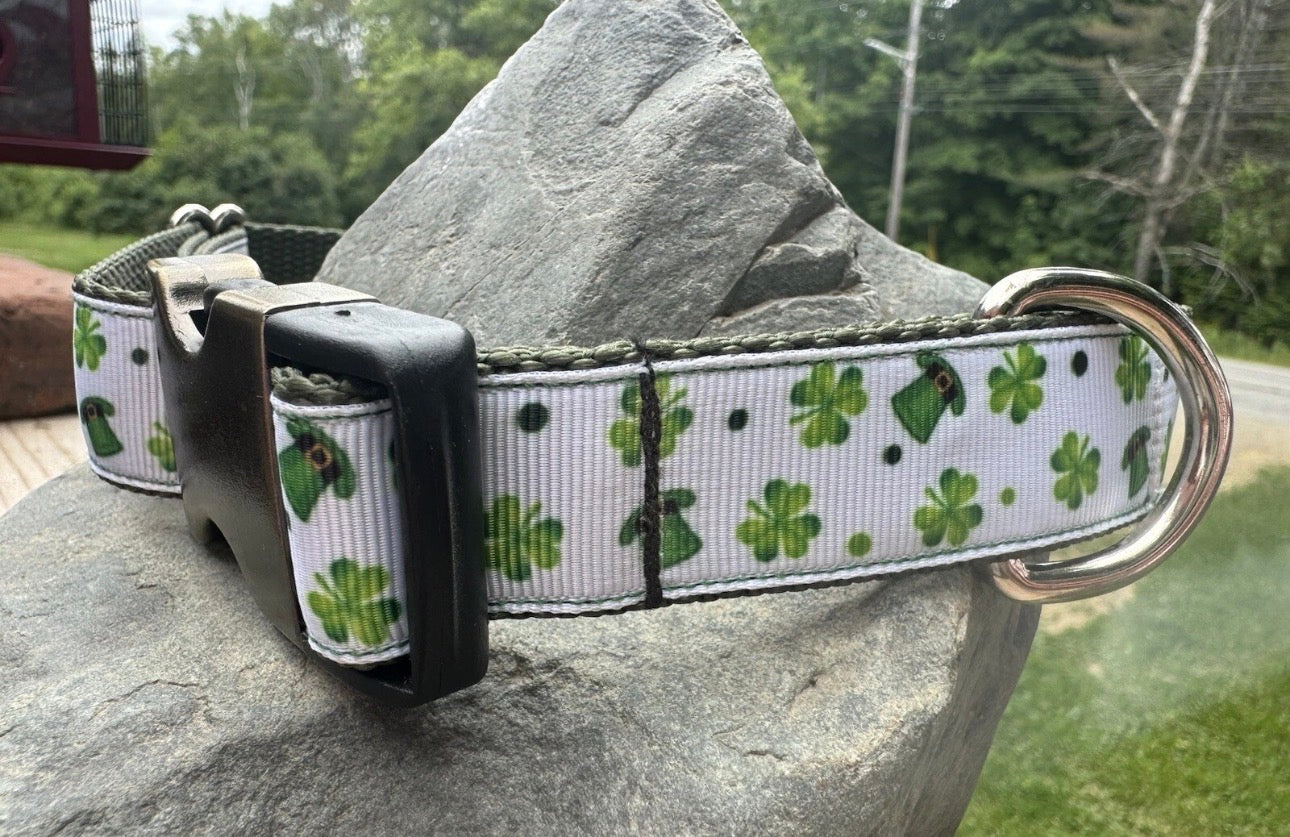 Dog Collar St. Patrick’s Day Green Large Handmade Heavy Duty  NEW