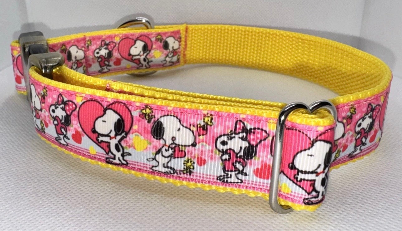 Dog Collar Peanuts Snoopy Large Handmade Heavy Duty Valentine’s W/Buckle NEW