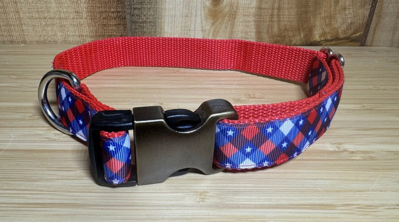 Dog Collar Stars Fourth Of July Patriotic Large Handmade Heavy Duty NEW